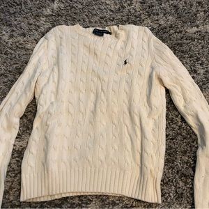 Worn but still in good shape. Ralph Lauren white sweater. Size L